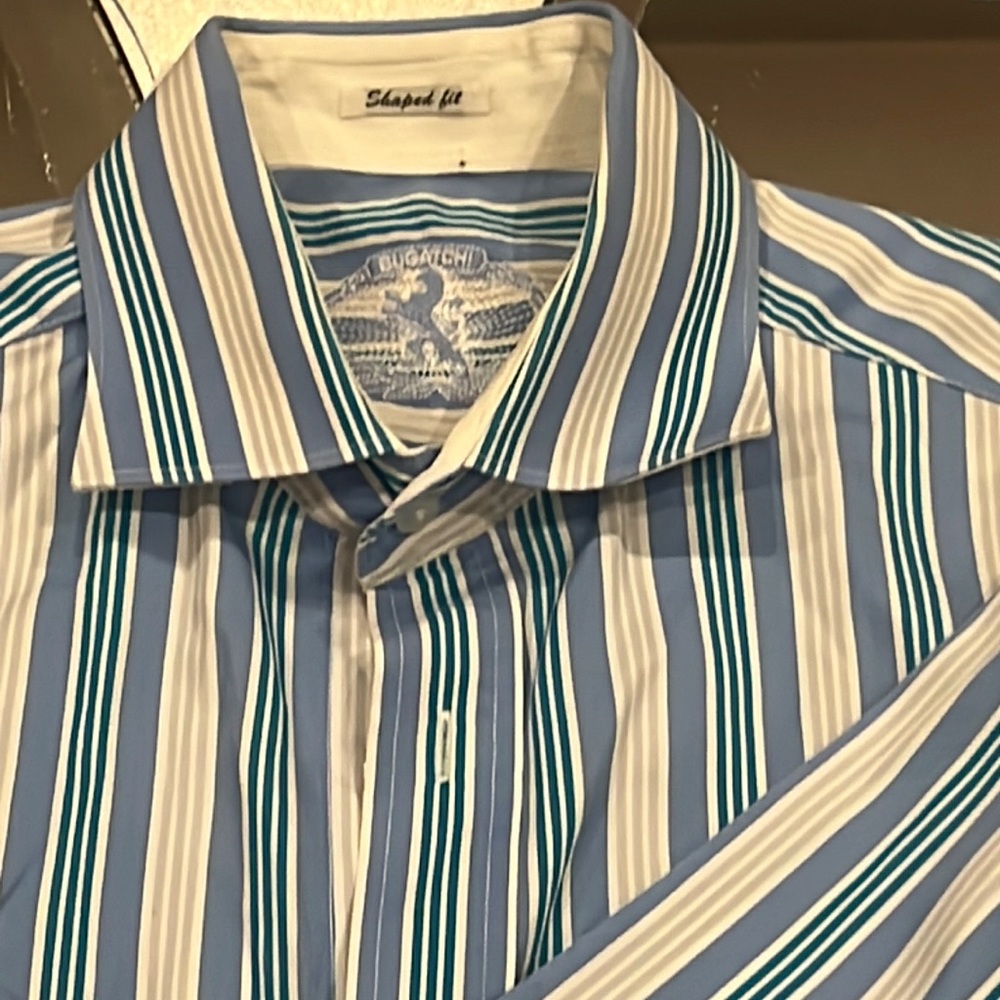 Vintage Bugatchi Luxury multicolor blue vertical pinstripe long sleeve